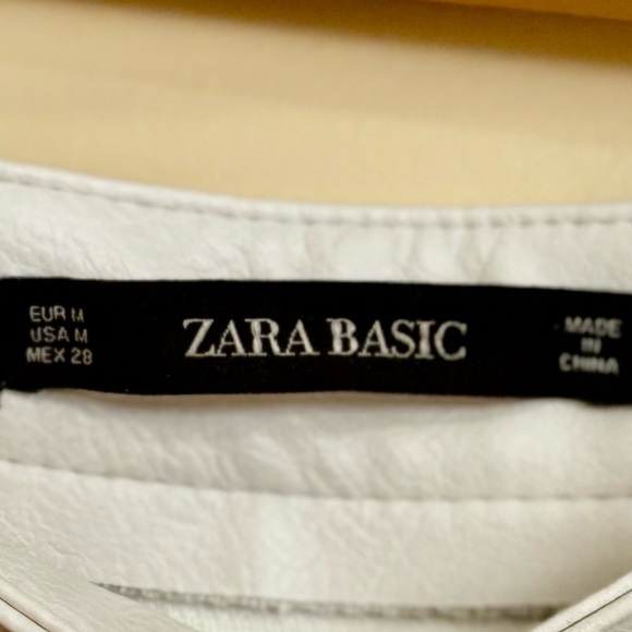Zara| Chic Ivory White A-Line Faux Leather Mini Skirt Sz M - Picture 4 of 5